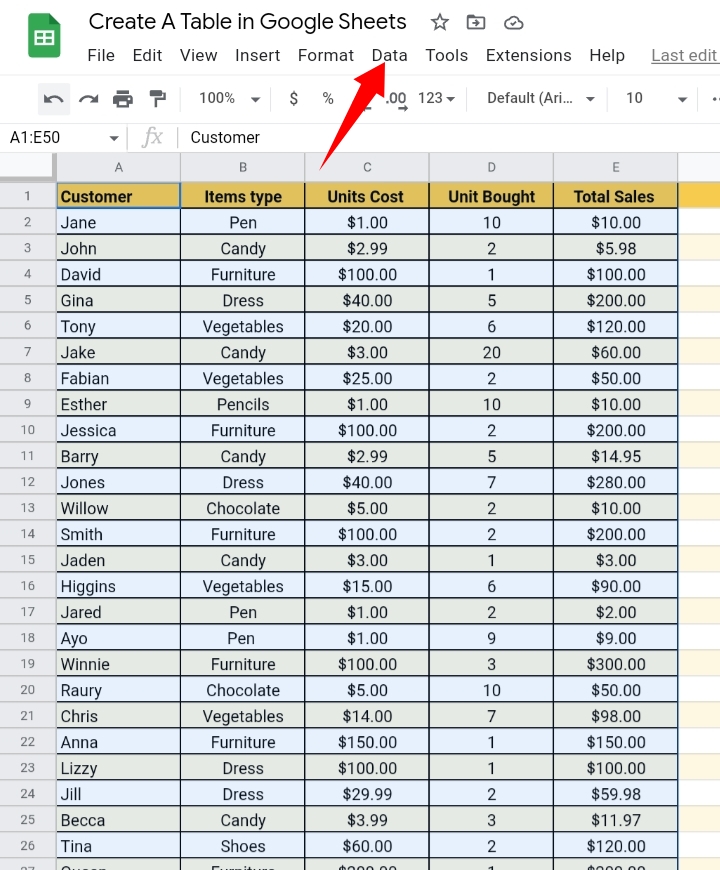 49How To Make A Table In Google Sheets