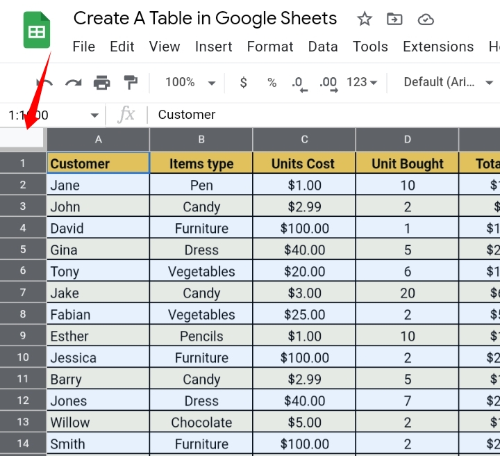 52How To Make A Table In Google Sheets