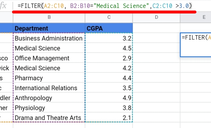 4 Google Sheets FILTER function