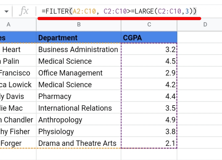 6 Google Sheets FILTER function